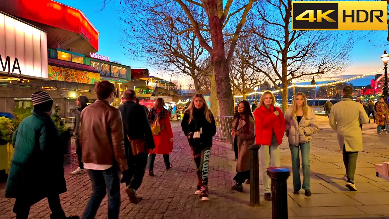 Jan 2022 🌅London Sunset Walk 🌇Walking Tour along London Southbank [4K HDR]