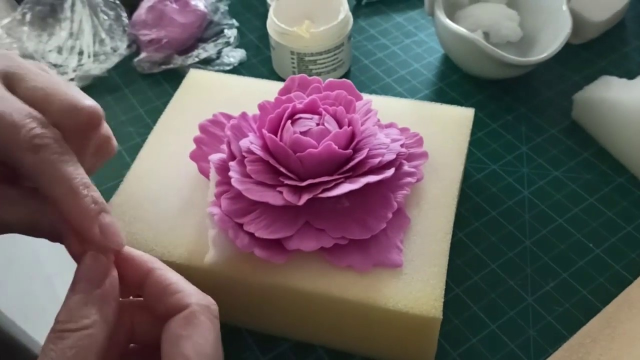 Soğuk Porselen Kolay Şakayık Yapımı (Blok Kalıpla) - Cold Porcelain Peony Tutorial 1
