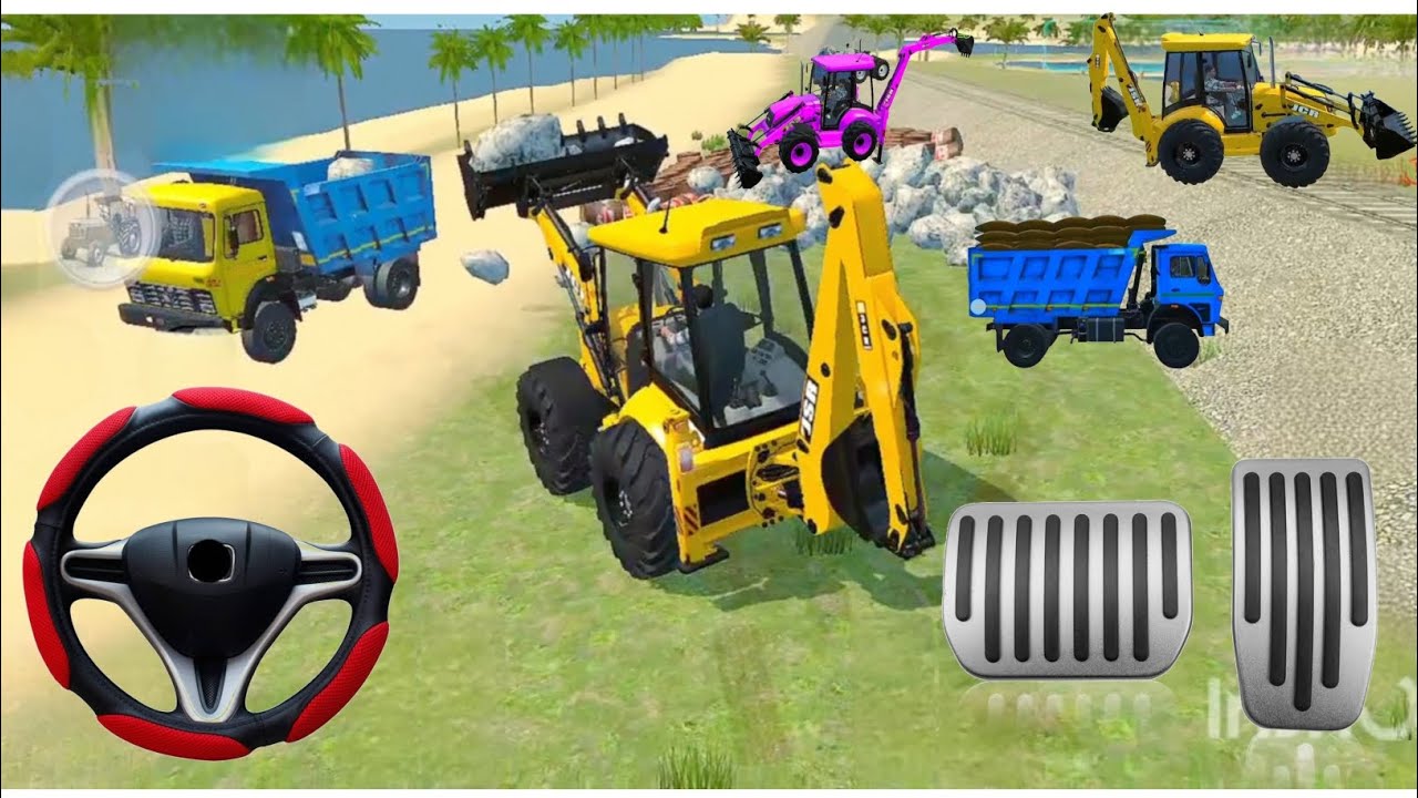 Drive JCB and Uploading Stone from Dumper 🏗️ || @DesiSim-t6y