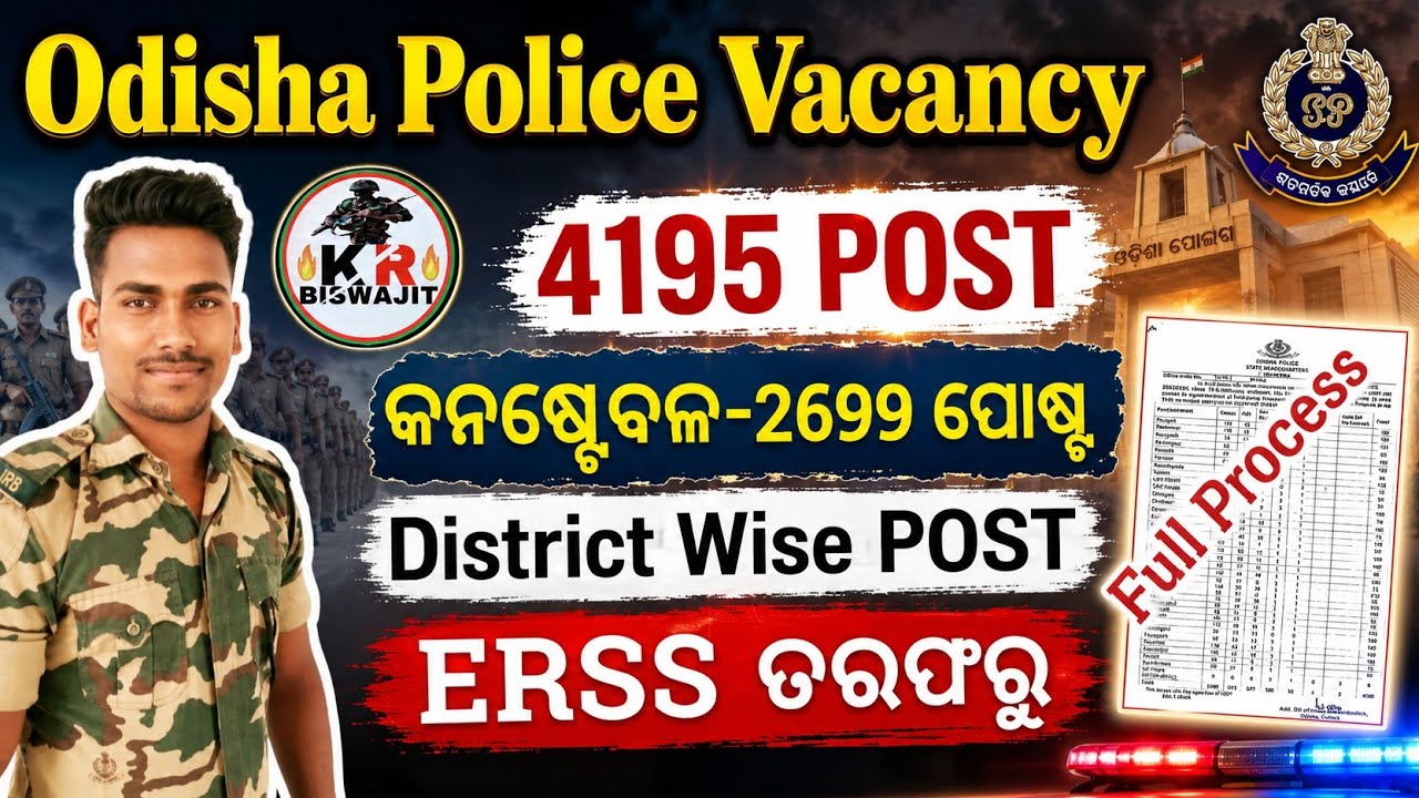 Odisha Police New Vacancy District Wise।। ERSS Job Full Details 