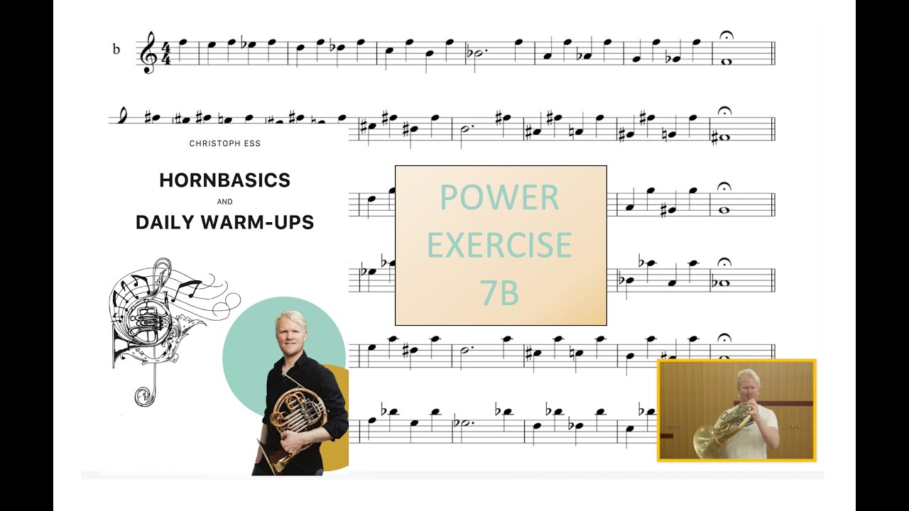 French Horn Masterclass - 7b Warm-up and Basics by Christoph Ess - power exercises 7b playalong