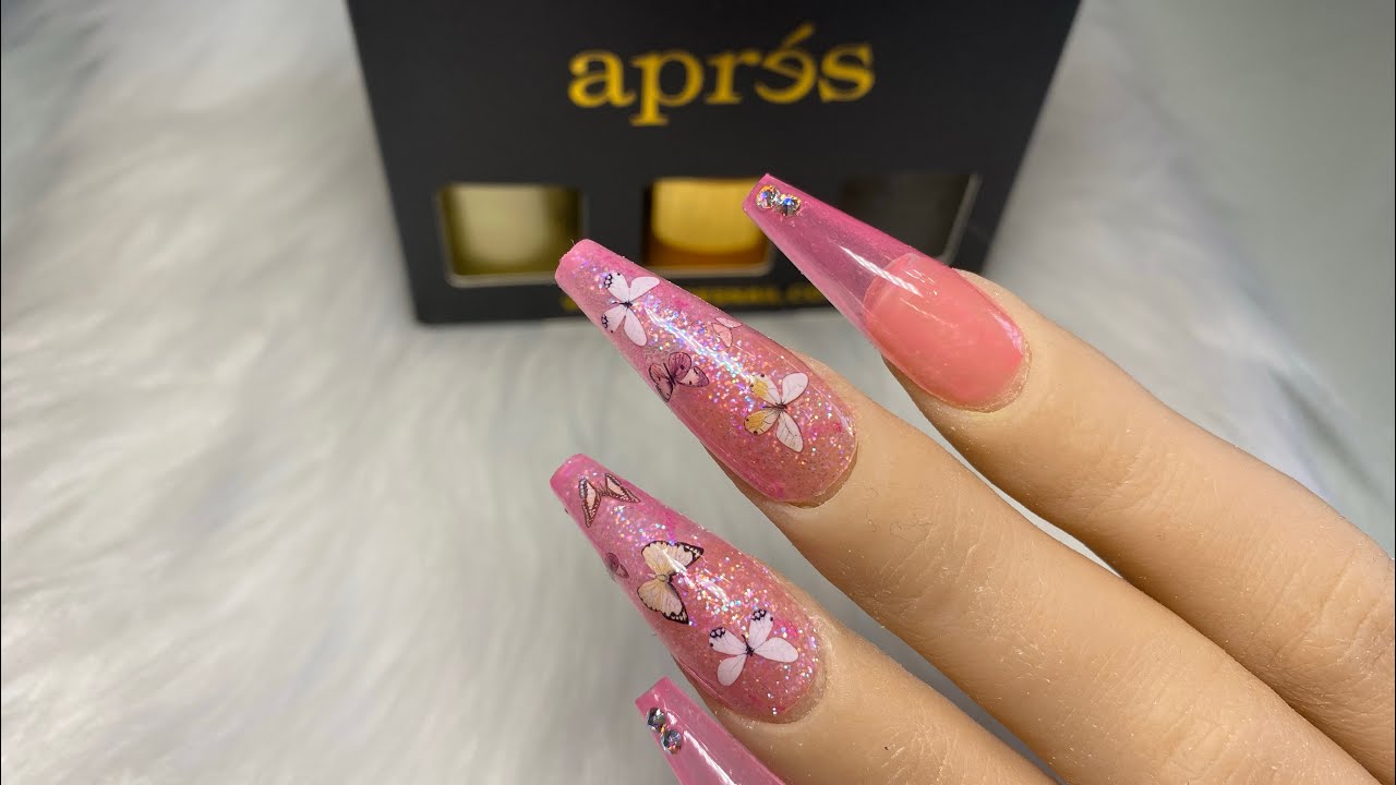 Aprés Gel X Nails|How To Add Glitter|Jelly Nail Design|