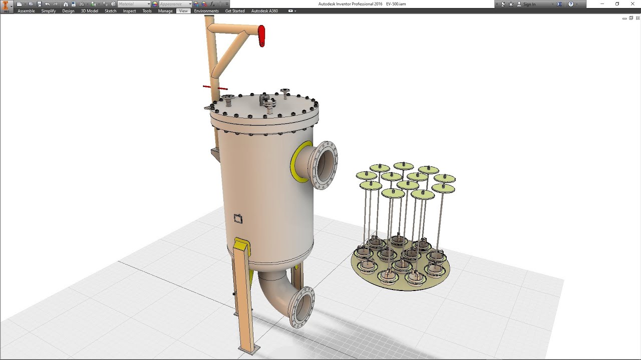 3D Modeling of Vertical Vessel With Support Legs and Top Davit By SGE over Autodesk Inventor, Part-2