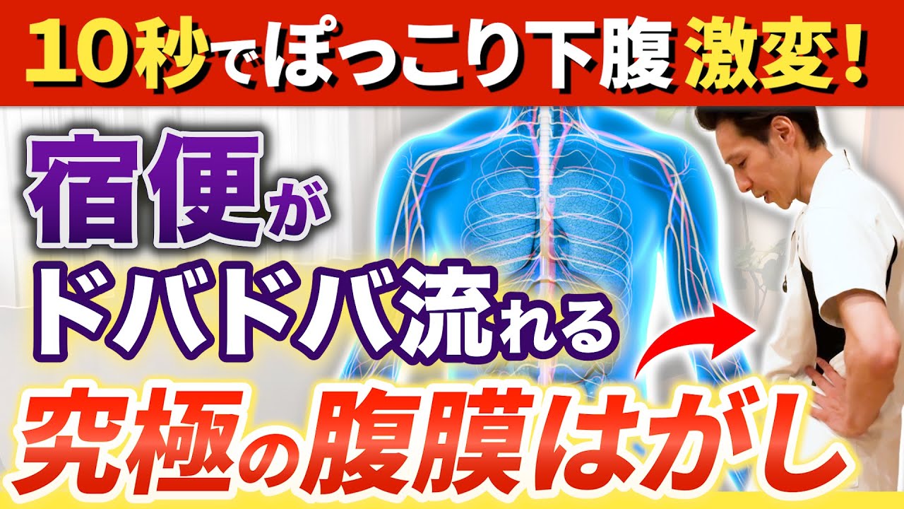 【10秒で激変】ぽっこりお腹・便秘の人はココ剝がしてみて！お腹がスッキリして便がドバドバ流れる「腹膜はがし」