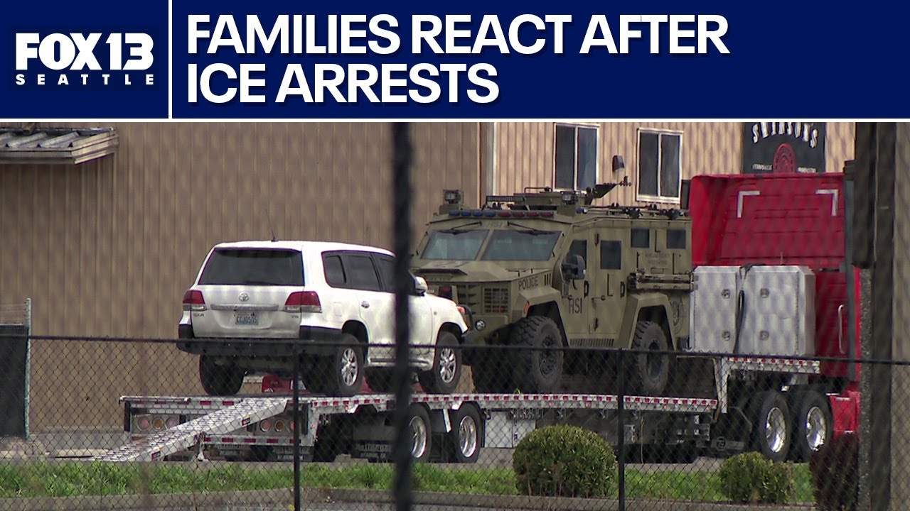 Families react as ICE detains 37 workers at Bellingham, WA roofing company