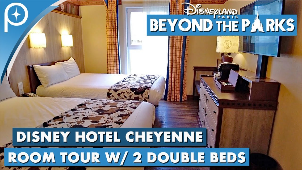 Disney HOTEL CHEYENNE Room Tour w/ 2 double beds, ground floor, standard room at Disneyland Paris