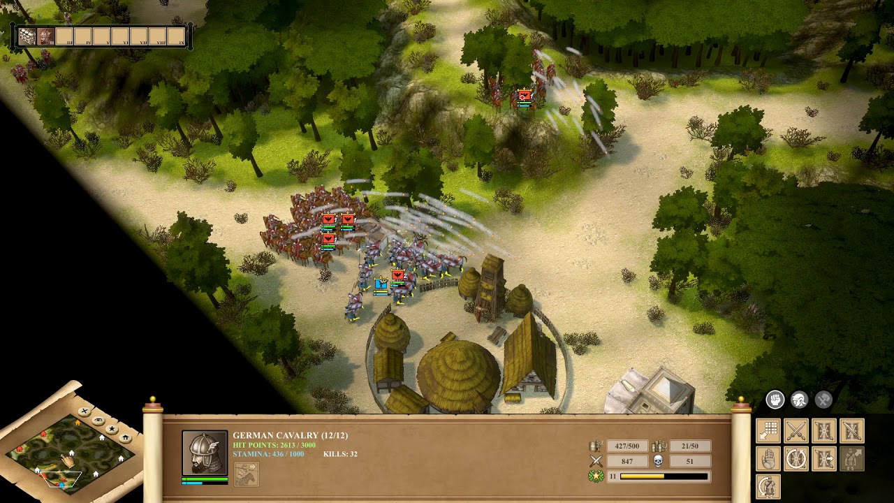 Praetorians HD Remaster - 1vs3 Barbarians Gameplay