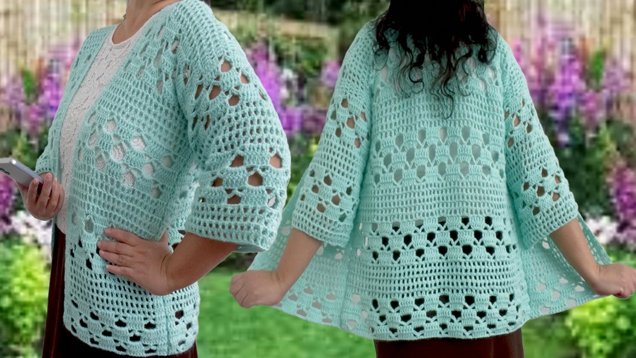 Como hacer BLUSA CHAQUETA CARDIGAN SUETER DE UNA PIEZA Tutorial muy Fácil Crochet