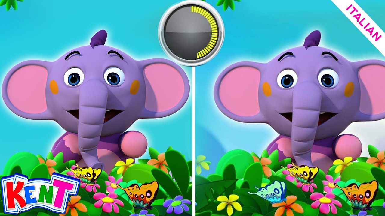 Kent l'elefante Italiano | Puzzle Per Bambini | Trova Le Differenze | Cartone Animato Per Bambini