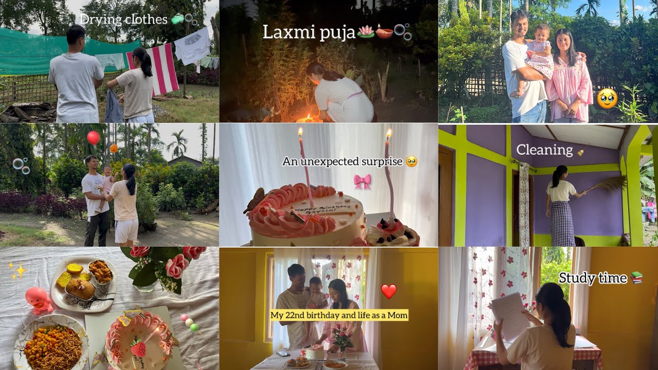 Laxmi Puja 🪔& My 22nd Birthday as a Mother| A Busy day in my life-cleaning,mopping,laundry|