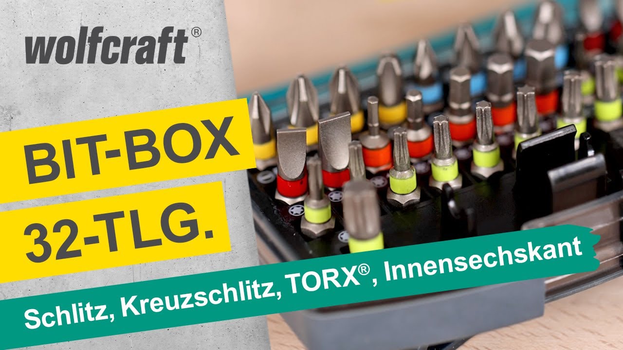 Bit-Box, Schlitz / Kreuzschlitz / TORX  / Innensechskant: 31 Bits inkl. Bithalter | wolfcraft