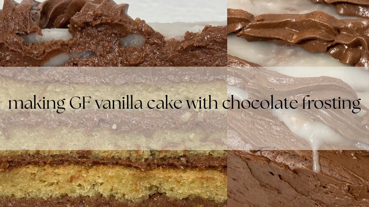 Making a gluten free vanilla layer cake with chocolate frosting