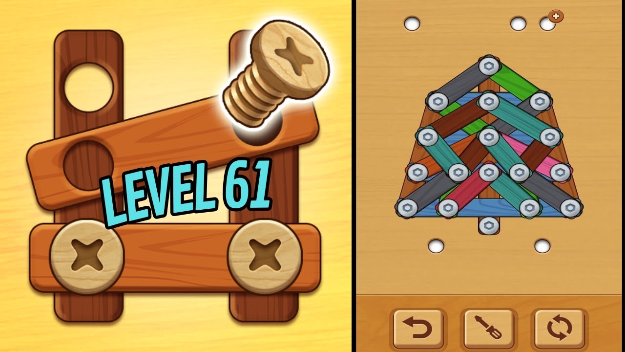 🏅 WOODLE - WOOD SCREW PUZZLE 🤪 Level 61 🧩 Gameplay Walkthrough