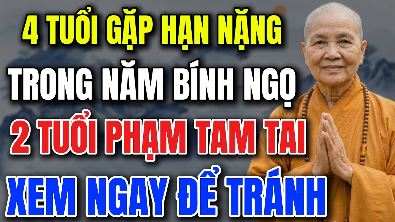 4 TUỔI HẠN NẶNG BÍNH NGỌ 2026, 2 TUỔI PHẠM TAM TAI & THÁI TUẾ.CẦN THẬN TRỌNG-Lời Phật Dạy#loiphatday