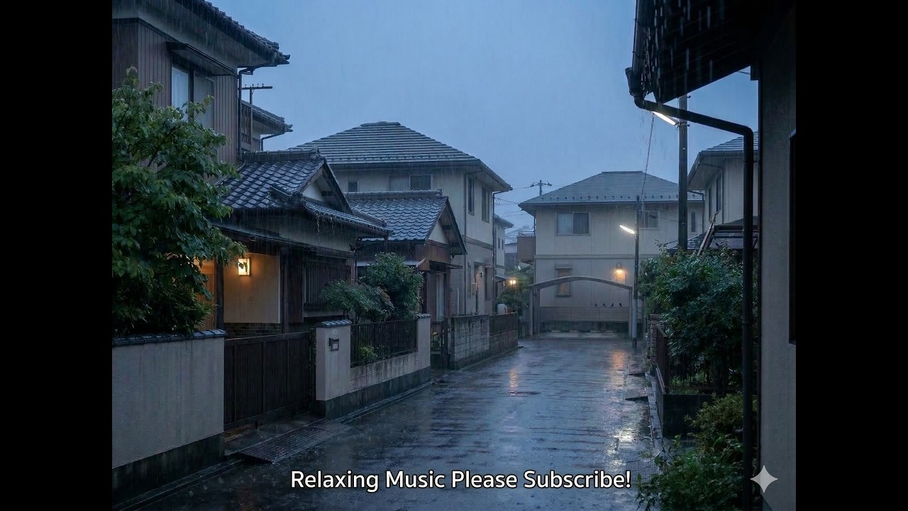 Gentle Rain in Japanese Suburbs 🌧️ Relaxing Piano