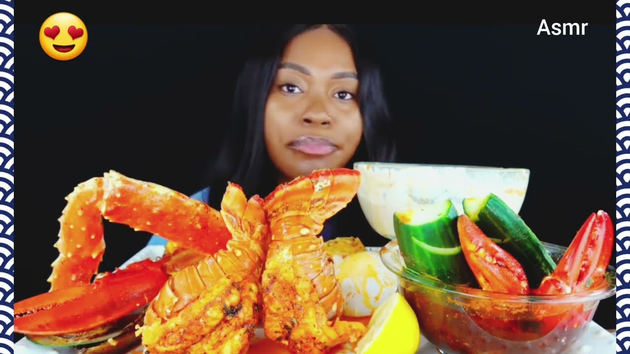 Eating spicy seafood #asmr#mukbang#lobster roe eating #king crabs