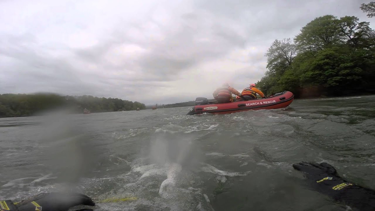Man overboard rescue fast moving water