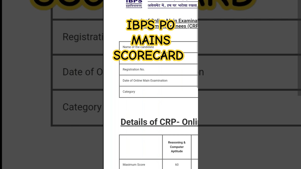 Ibps po mains scorecard 2025 #ibpspomains#ibps#sbi#banking