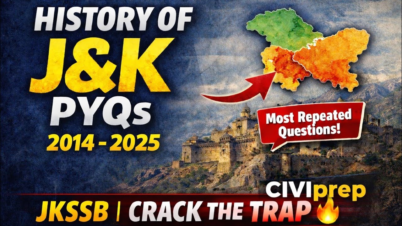 History of jammu and kashmir PYQ's 2014-2025 JKSSB @civiprep_upsc 