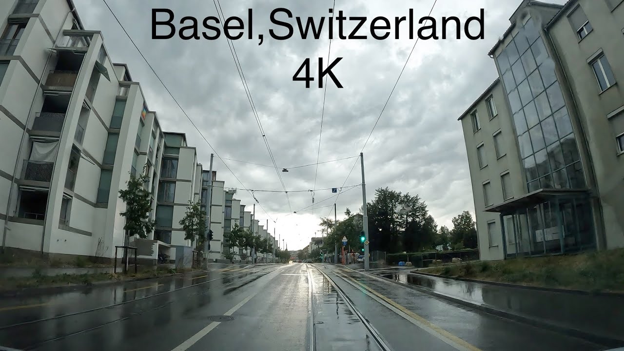 Basel,Switzerland 4K-Rainy Day-Driving in Rain in Basel City-Rain ASMR-Sleep Instantly-Rain Noise