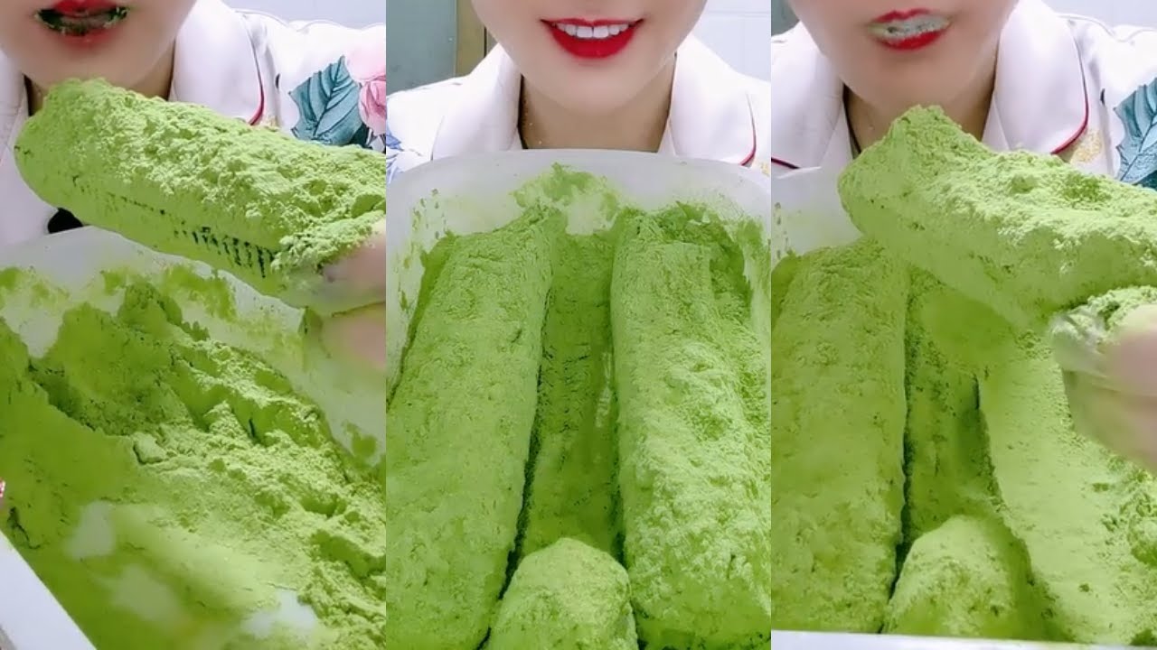 얼음먹방 COATED  MATCHA CHUNK ICE EATING ASMR💚🍵 CRUNCH ICE BLOCK ICE 녹차 | Матча | 抹茶