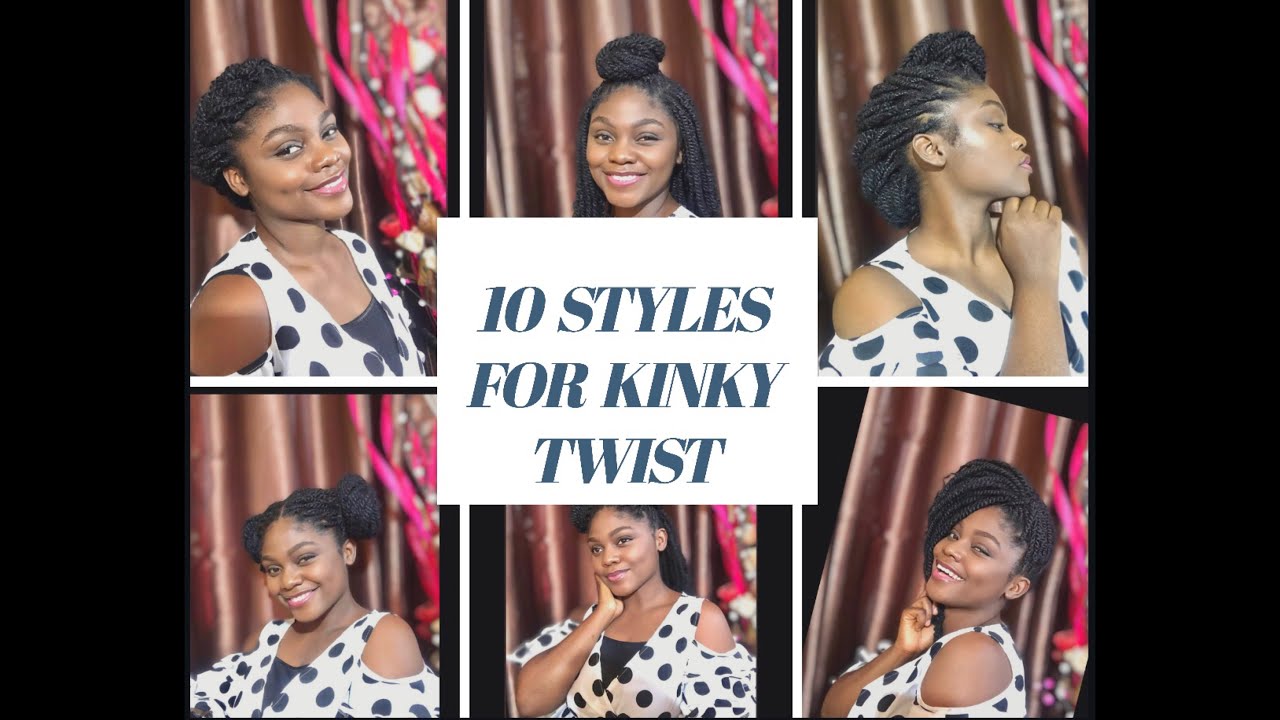 10 WAYS TO STYLE  KINKY TWISTS/BRAIDS. No hair clips, No hair bands.