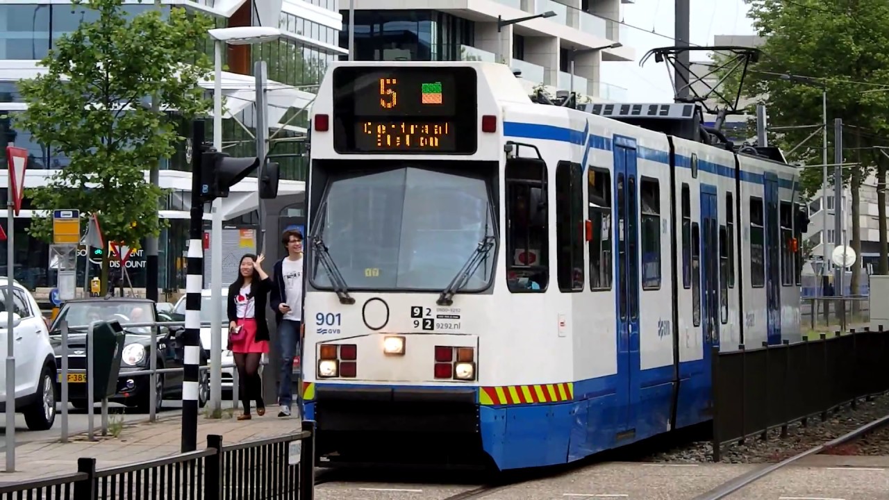 GVB Tram line 5 at Parnassusweg in Amsterdam