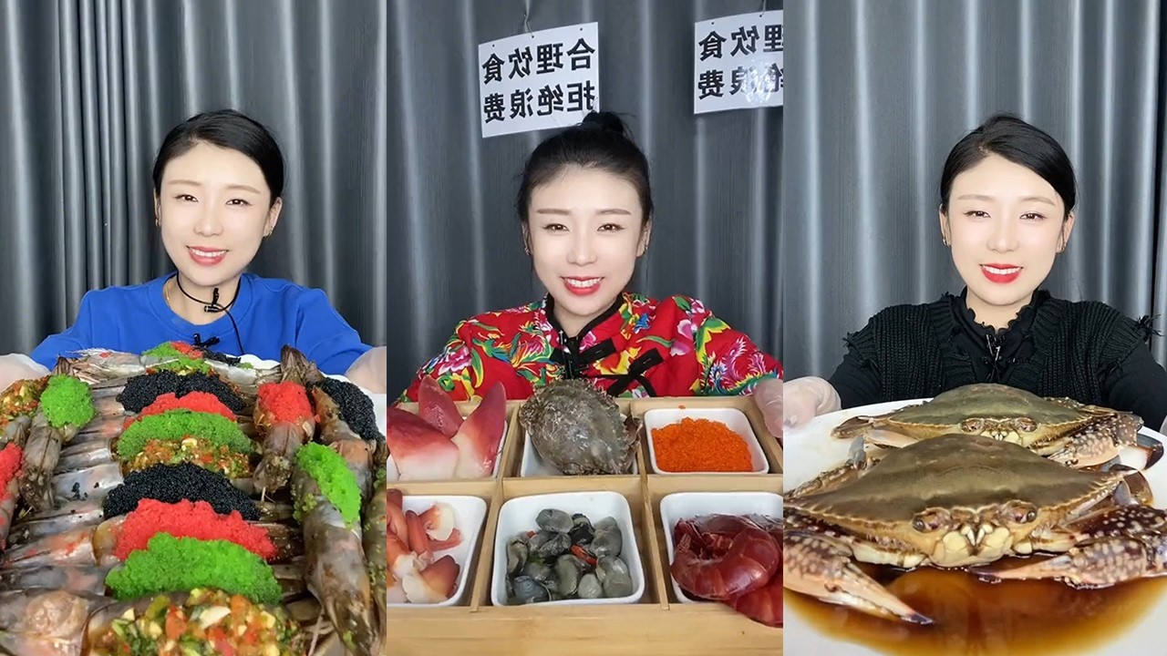 【MUKBANG】Filled fish roe shrimp + sashimi platter + marinated crab🦀🦐🐟🧄🌶🍋#Seafood#ASMR#yummy
