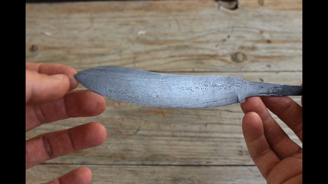 Μαχαίρι από δαμασκινή μπάρα - forging damascus blade