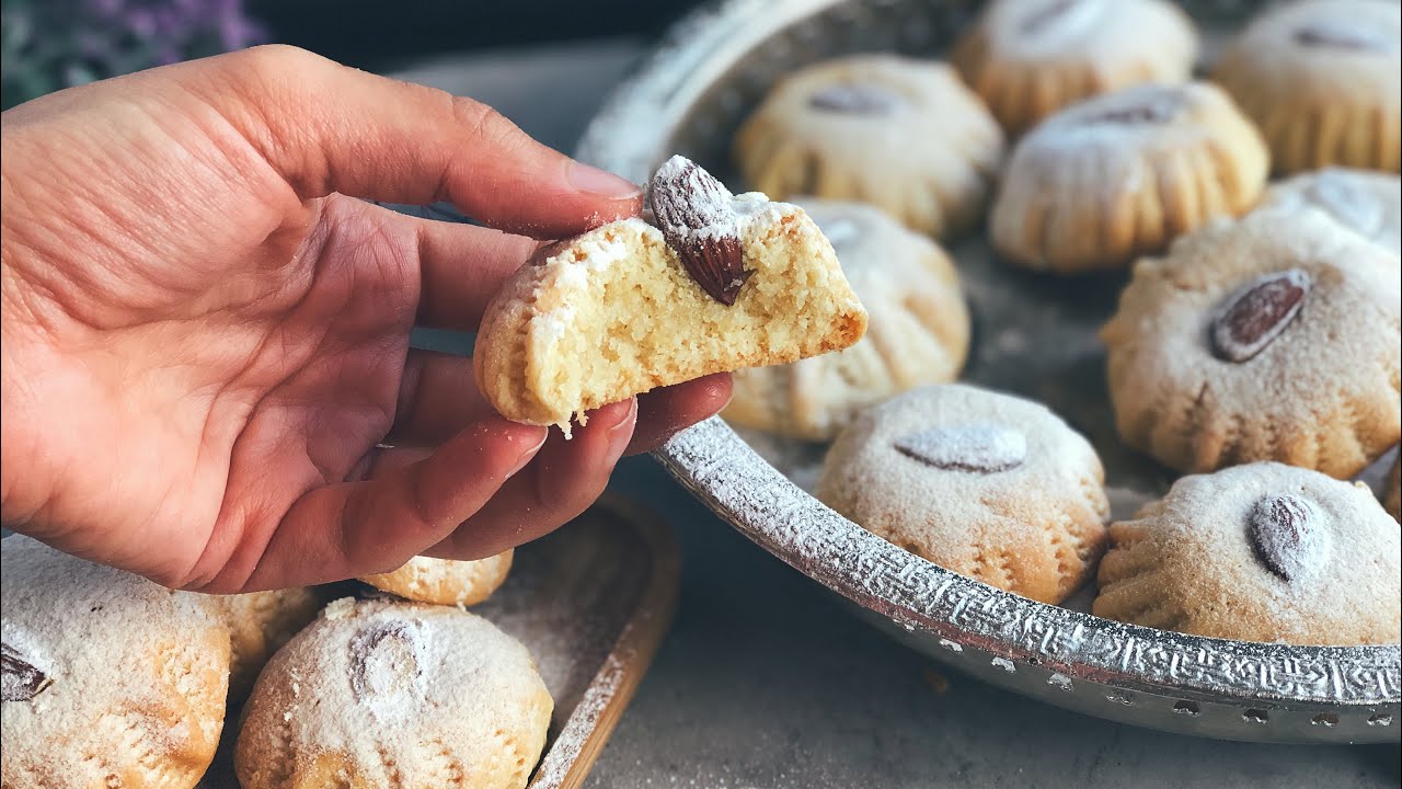 Mandelkekse Eid Kekse | حلويات العيد كريات اللوز mit einfachen Zutaten orientalische Kekse backen