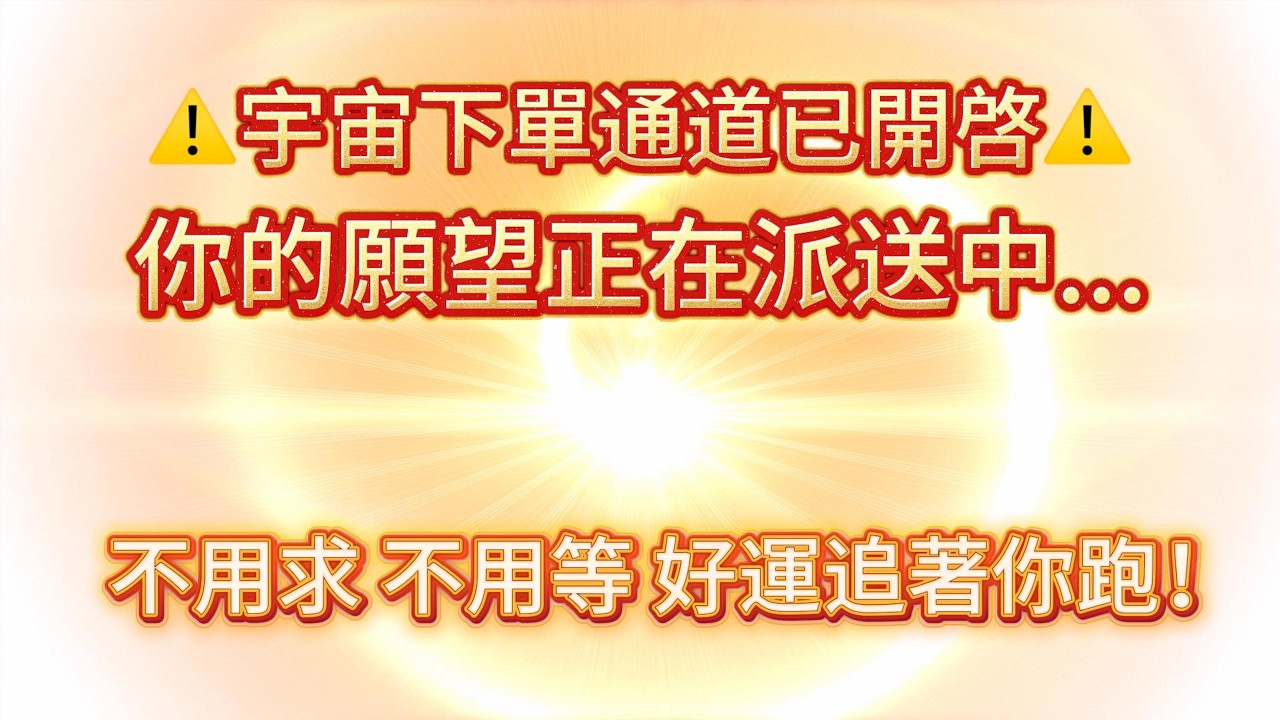 ⚠️宇宙下單通道已開啟，你的願望正在派送中。不用求，不用等！好運強制追著你跑，吸引力法則 能量音樂 好運音樂🍀