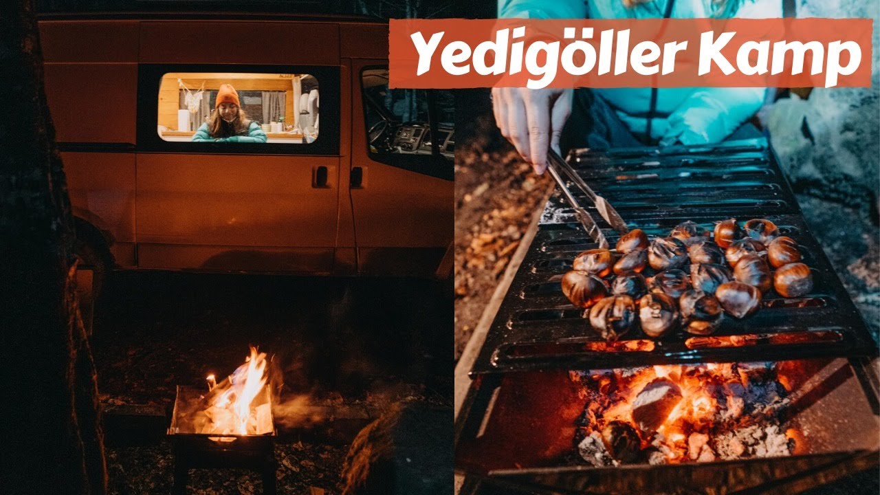 Karavanla Yedigöller'de Kış Kampı, Mangalda Kestane - Trail of Us Van Life
