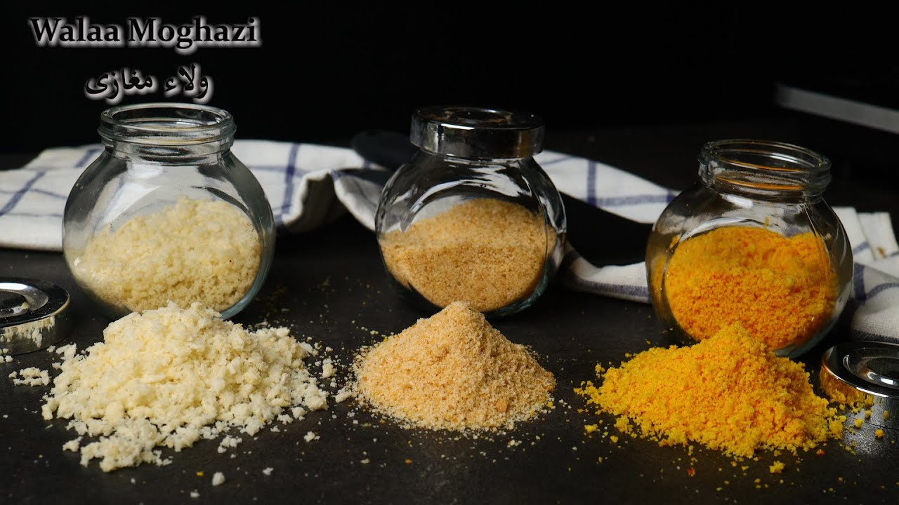 3طرق ب 3اشكال والوان للبقسماط المطحون وازاى التحمير يطلع كرسبى مقرمشpanko bread crumbs&breadcrumbs