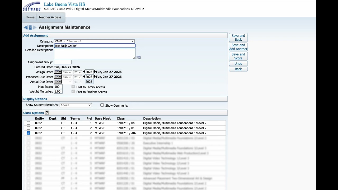 Canvas Sync To Skyward Error With New Class Sections Mid-Year