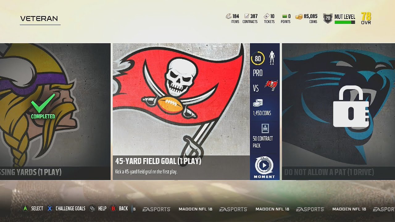 Madden NFL 18 | Gauntlet | Veteran Challenge #4 | 45 Yard Field Goal (1 Play)