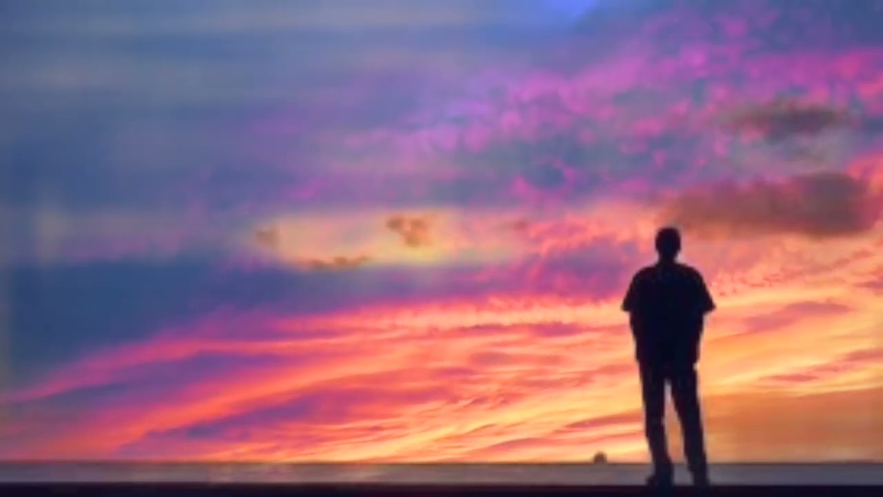 Lonely Man Standing At Beach || Sunset