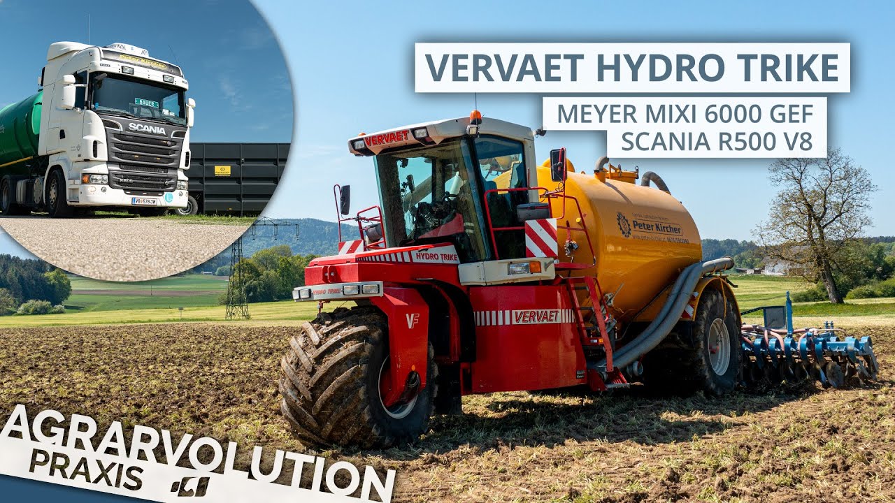 Vervaet Hydro Trike + Meyer Mixi - Scania R500 V8 • Cultivating slurry | Agrarvolution Praxis