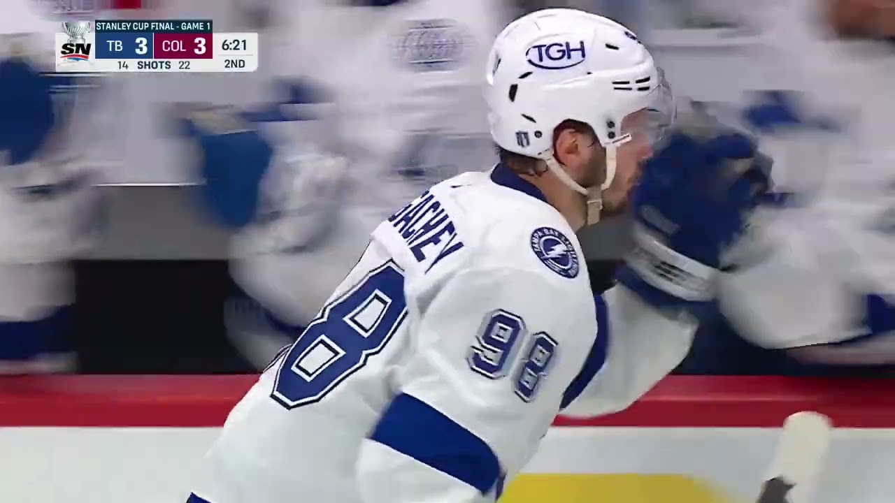 Mikhail Sergachev ties the scores in game 1 SCF vs Avalanche (2022)