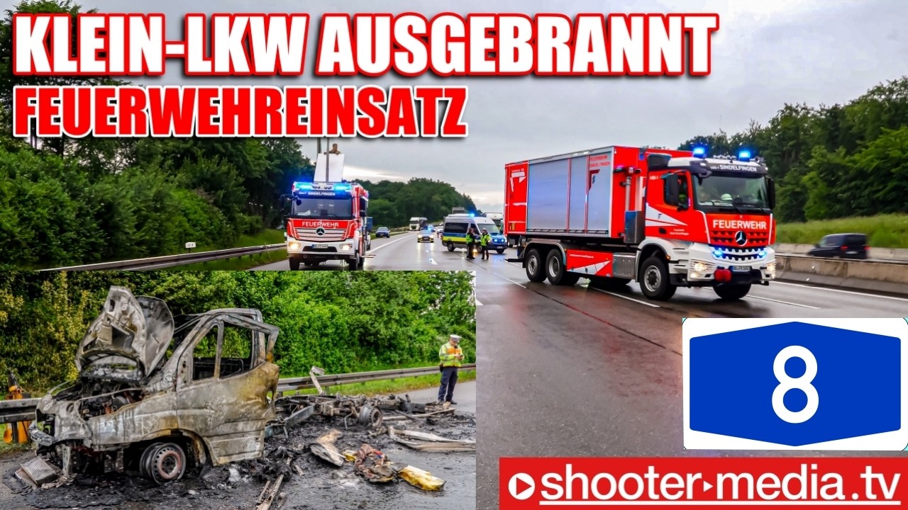 🔥  VOLLBRAND EINES KLEIN-LKW  🔥 | 🚒  L&ouml;scharbeiten auf der Autobahn  🚒