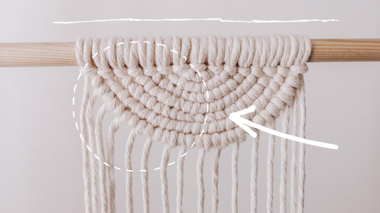 Makrama krok po kroku: węzeł żebrowy w półkokręgu