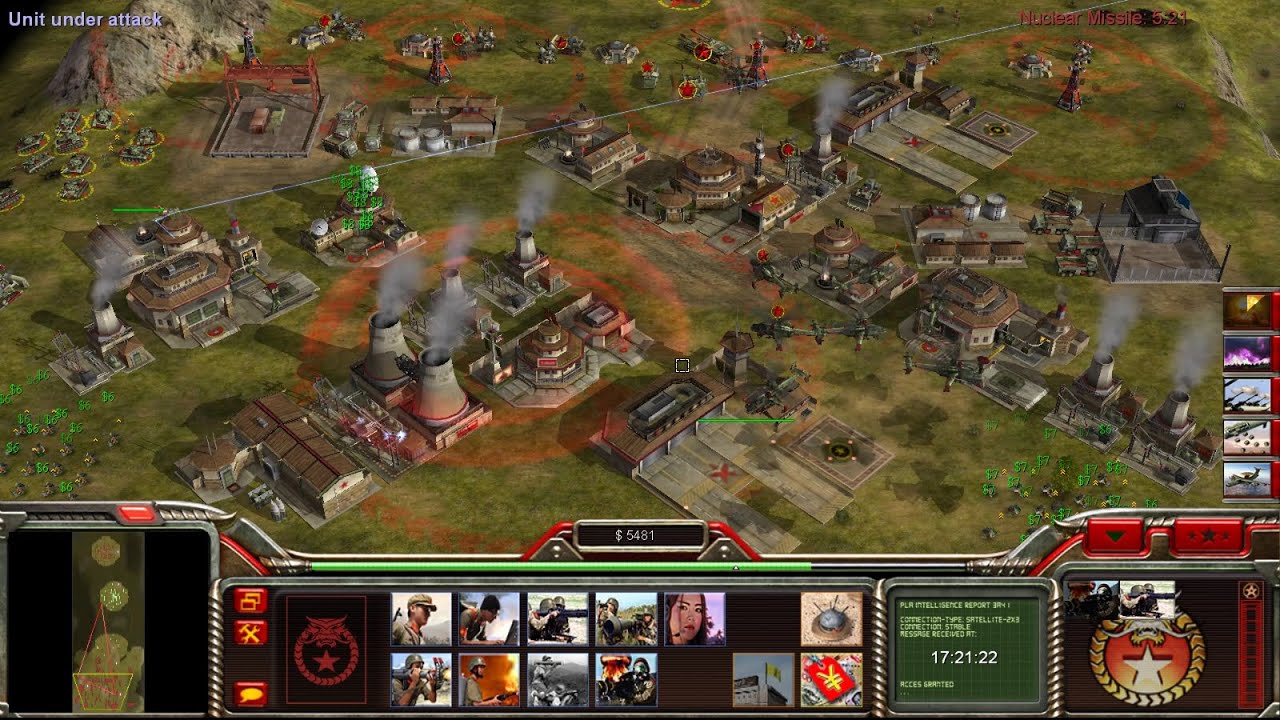 C&C Generals Zero Hour: Rise of The Reds Mod - Intense China 1v3 USA | Conflict of Interests
