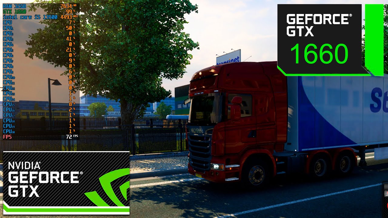 Euro Truck Simulator 2: GTX 1660 (FULL HD) i5-13500