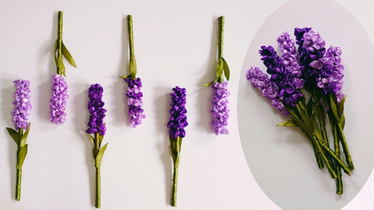 Lavender Flower Tutorial | How to Make Lavender Flower from Satin Ribbon | Hand Embroidery Flower