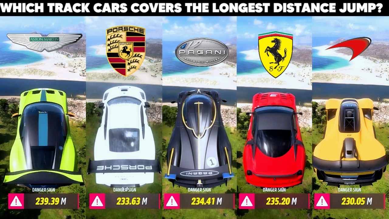 Which TRACK CARS Covers The Longest Distance Jump in Forza Horizon 5? Let's Find Out🔥