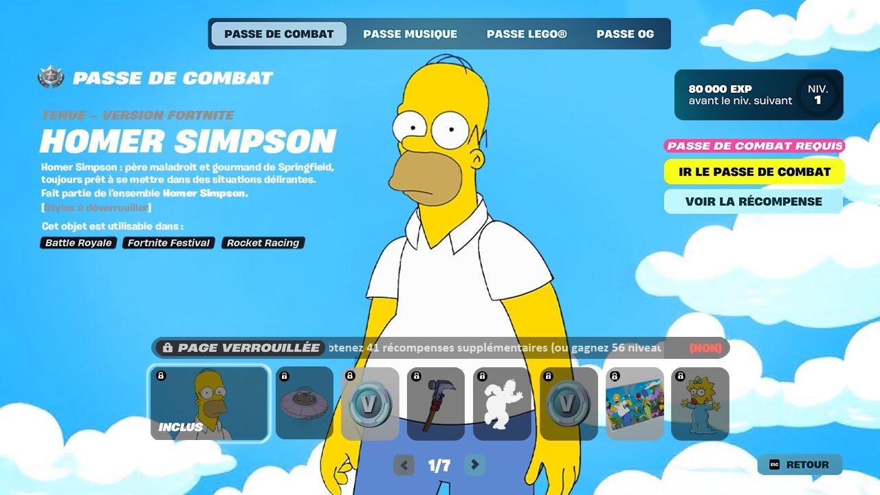 PASSE DE COMBAT OFFICIEL SAISON SIMPSONS sur FORTNITE !! (tous les paliers)