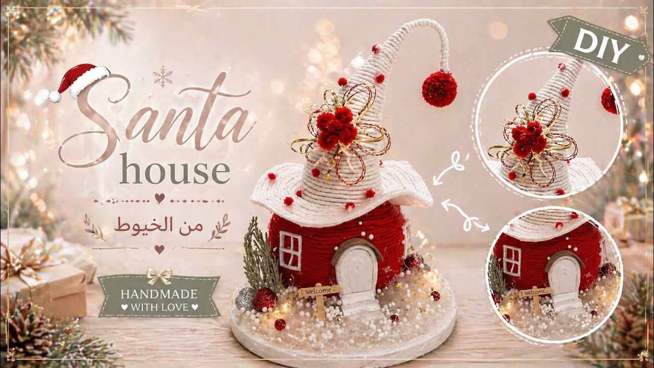 DIY Santa House / من الخيط لبيت سانتا تحفة