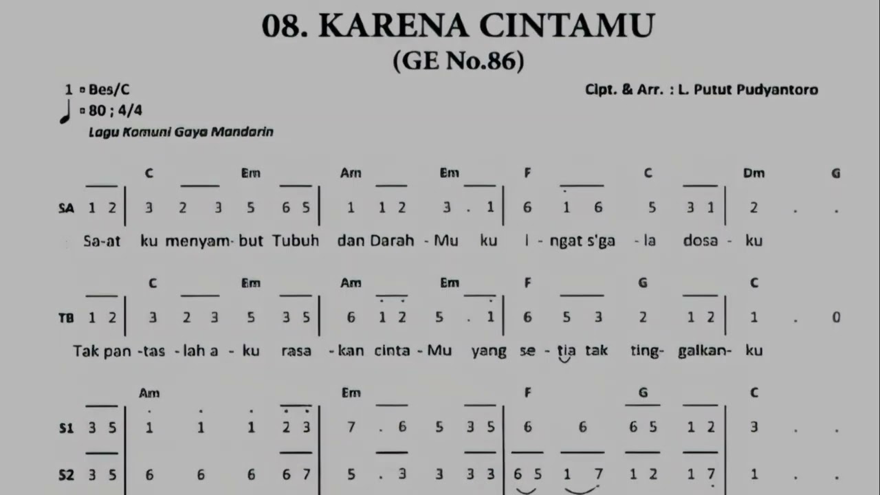 KARENA CINTAMU - CIPT & ARR. : L. PUTUT PUDYANTORO