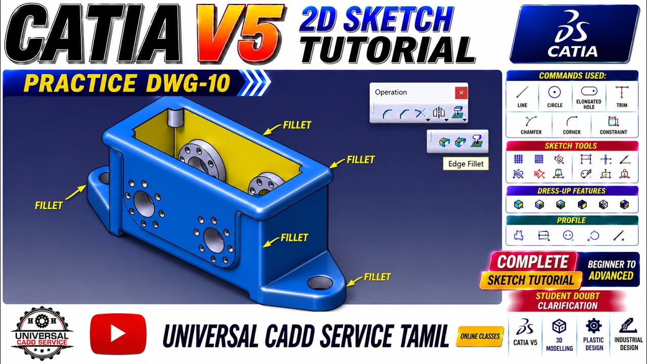 PROJECT 3D ELEMENT IN 2D SKETCH TAMIL. (PROFILE OPTION IN TAMIL). ADVANCE 2D SKETCH IN TAMIL.