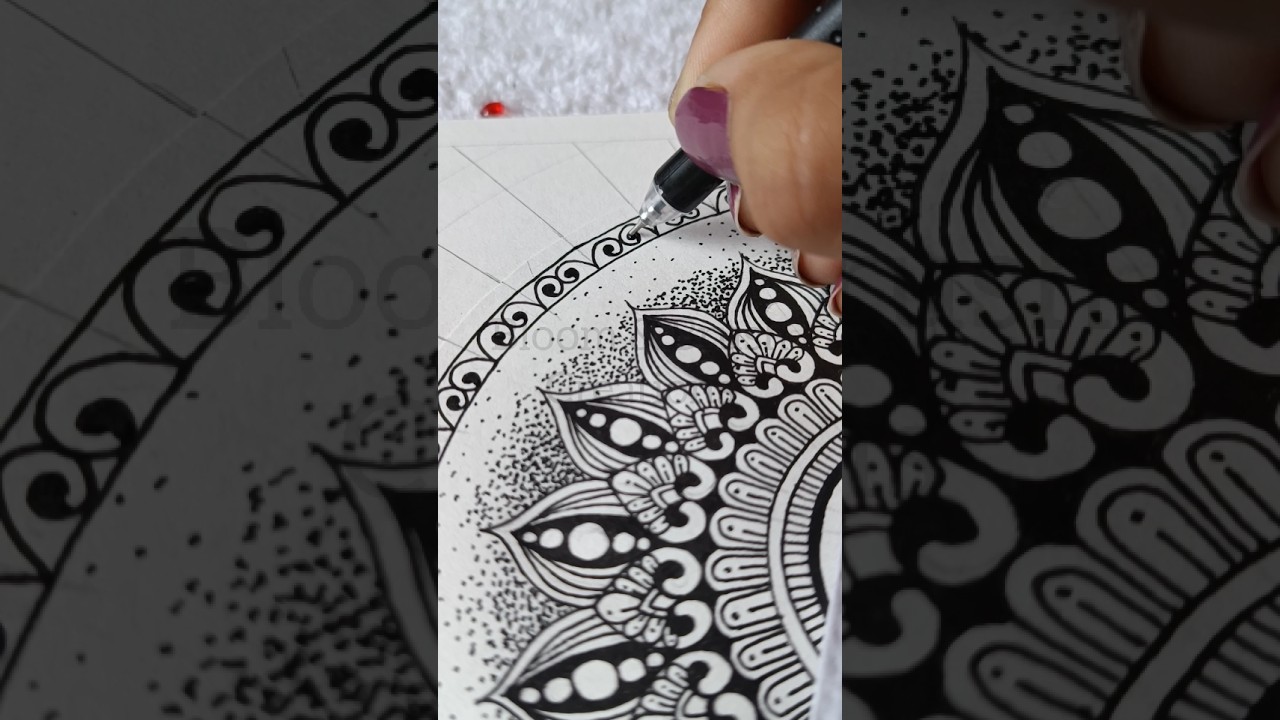 Day 2 Of Black & White Mandala Art 🤍🖤। #mandalaart #patterns #shorts #youtube #viralshorts