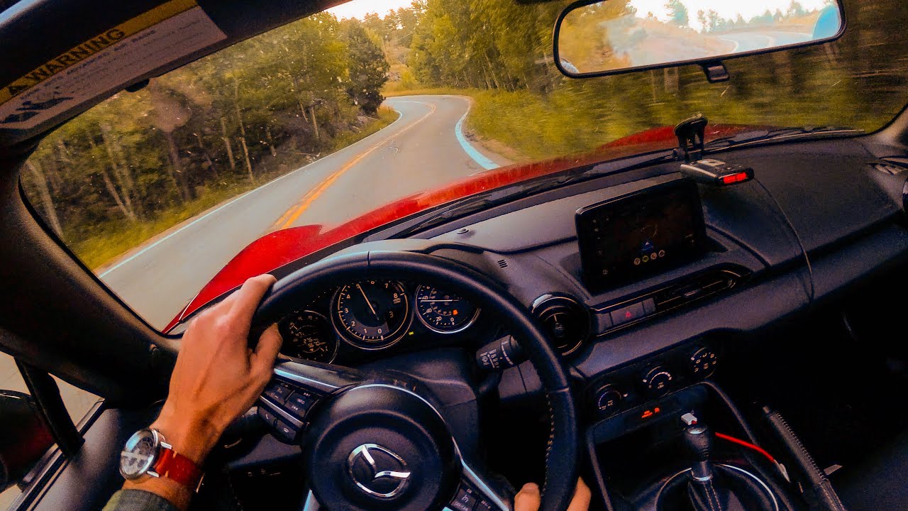 Modified ND MX5 Miata Sending it Down a Mountain Road